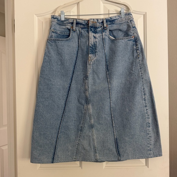 Pilcro Dresses & Skirts - Pilcro Anthropologie Boho Denim A-Line Midi Skirt Size 14